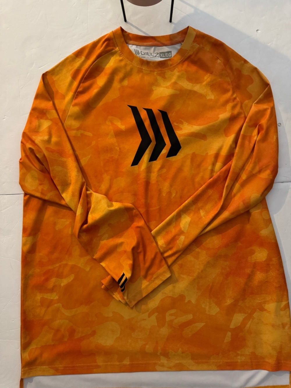 Men's Orange Camo Long-Sleeve Performance Shirt